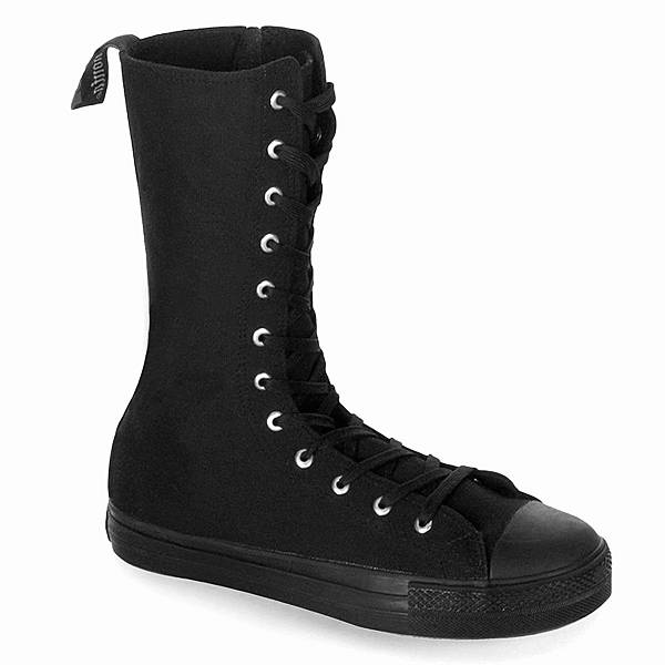 Demonia Men's Deviant-201 Sneakers Boots - Black Canvas D2164-85US Clearance